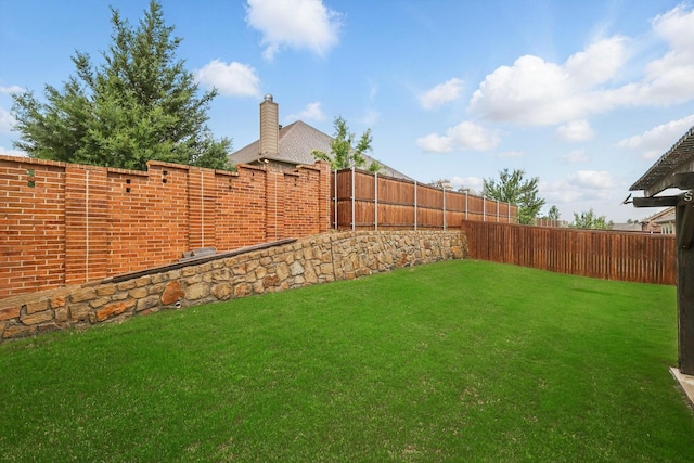 view of yard featuring a fenced backyard