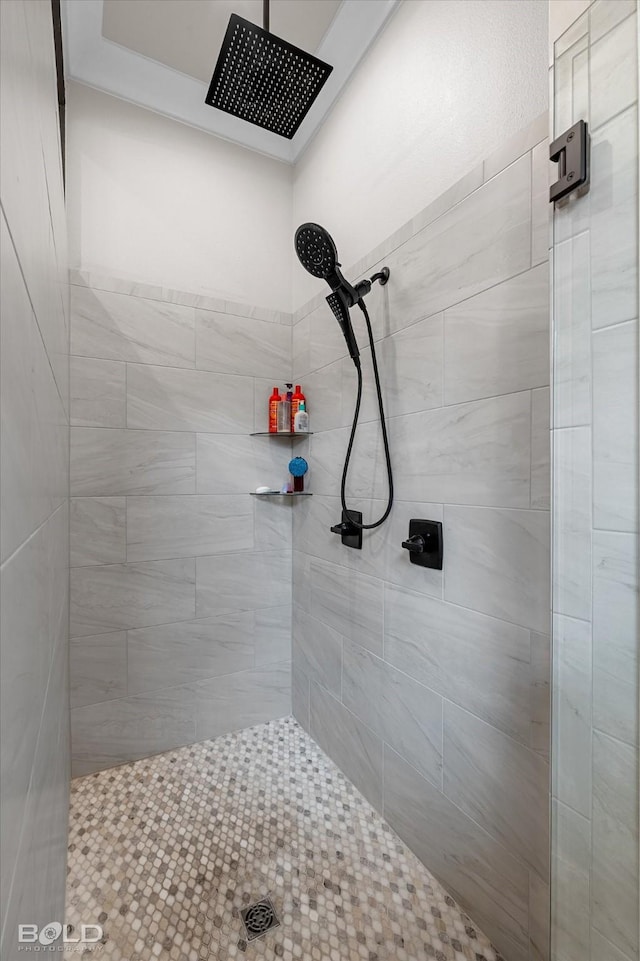 bathroom featuring a stall shower