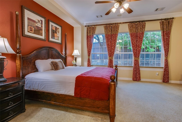 10853 Dixon Branch Dr, Dallas, TX 75218 - bedroom with carpet flooring, multiple windows, visible vents, and crown molding