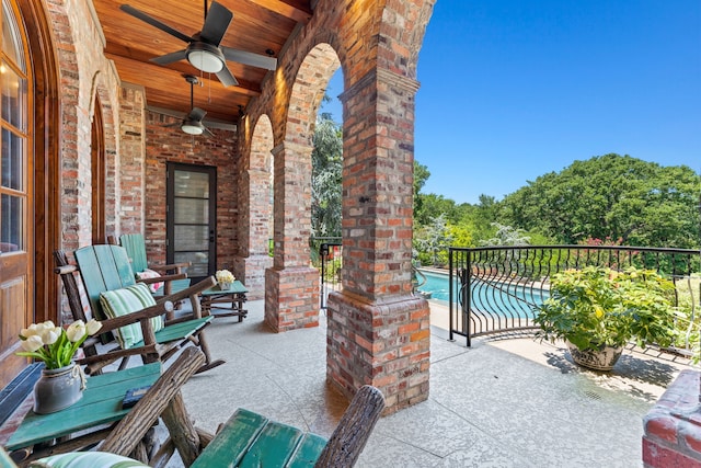 1719 Byron Nelson Pkwy, Colleyville, TX 76092 - view of patio / terrace featuring a ceiling fan and a fenced in pool