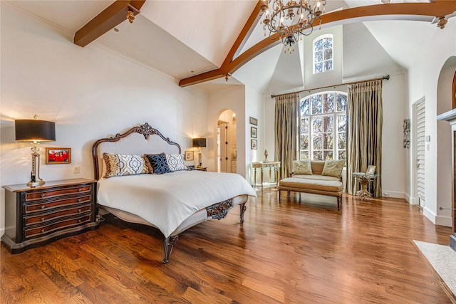 1719 Byron Nelson Pkwy, Colleyville, TX 76092 - dining space featuring dark wood finished floors, a chandelier, and beam ceiling