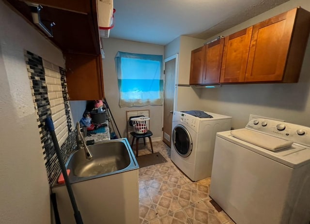 524 Terrace Dr, Desoto, TX 75115 - washroom with cabinet space and washing machine and dryer