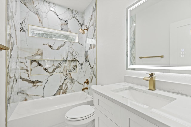 7819 Brownsville Ave, Dallas, TX 75216 - bathroom featuring shower / bathing tub combination, vanity, and toilet