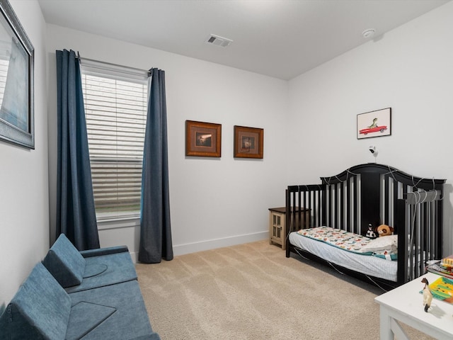 1509 Horizon Way, Northlake, TX 76247 - bedroom with a crib, visible vents, baseboards, and light carpet