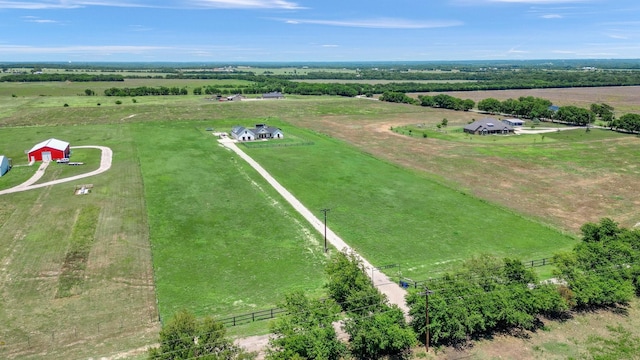 aerial view featuring a rural view
