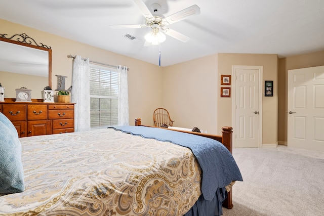 5125 Golden Ln, Fort Worth, TX 76123 - bedroom with ceiling fan, visible vents, and light colored carpet