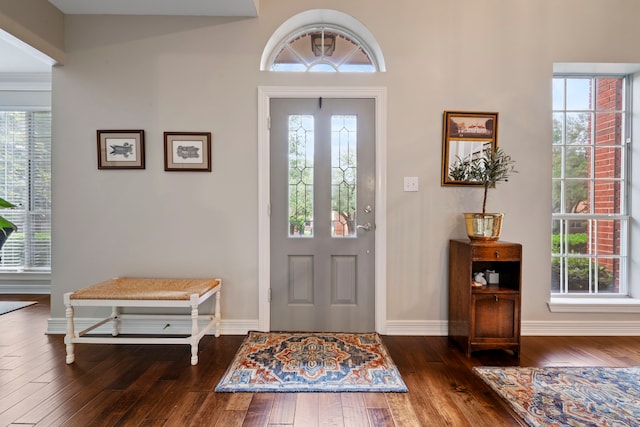 5125 Golden Ln, Fort Worth, TX 76123 - entryway featuring dark wood-style flooring, baseboards, and plenty of natural light