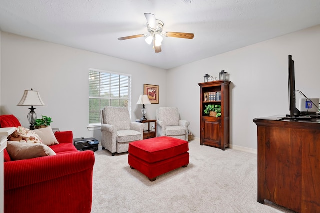 5125 Golden Ln, Fort Worth, TX 76123 - living area featuring carpet flooring, baseboards, and ceiling fan