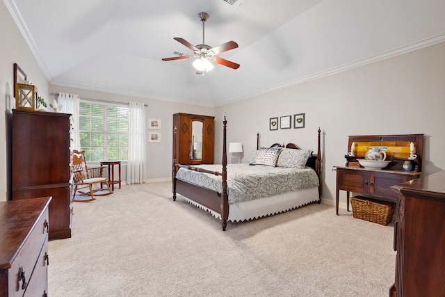 5125 Golden Ln, Fort Worth, TX 76123 - bedroom with light colored carpet, ornamental molding, baseboards, and a ceiling fan