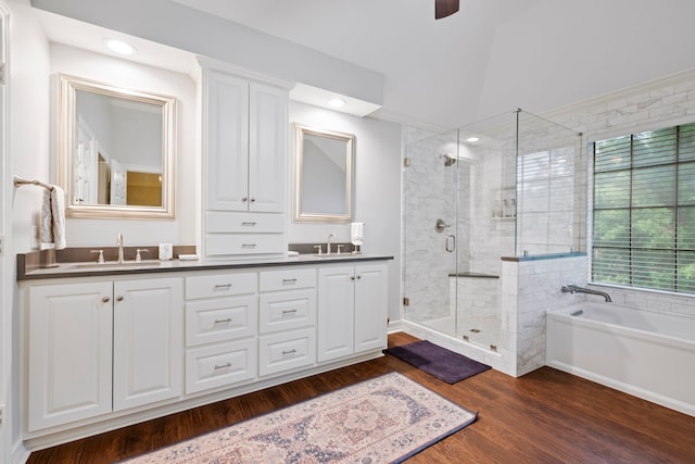 5125 Golden Ln, Fort Worth, TX 76123 - bathroom featuring double vanity, a garden tub, a stall shower, and a sink