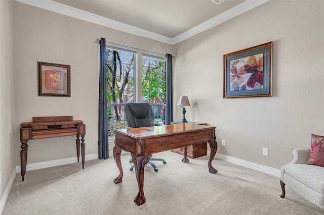 4600 Winter Park Dr, Richardson, TX 75082 - office featuring carpet floors, ornamental molding, and baseboards