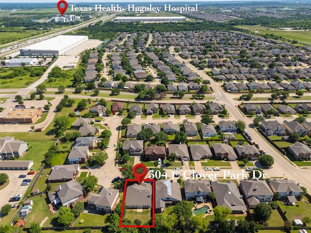 304 E Clover Park Dr, Fort Worth, TX 76140 - birds eye view of property with a residential view