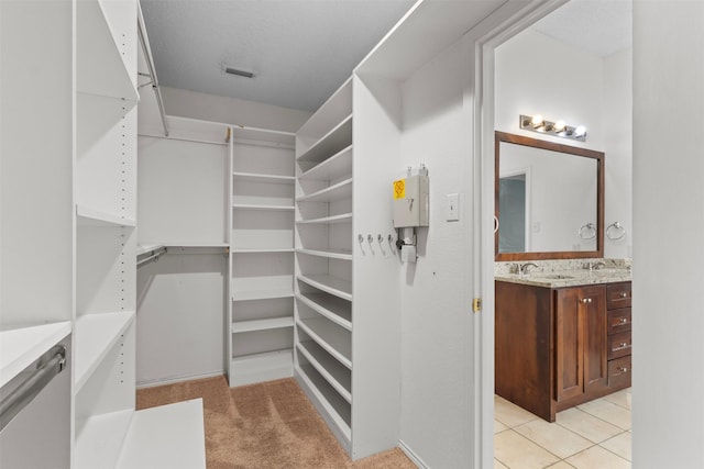 304 E Clover Park Dr, Fort Worth, TX 76140 - spacious closet featuring a sink and light colored carpet