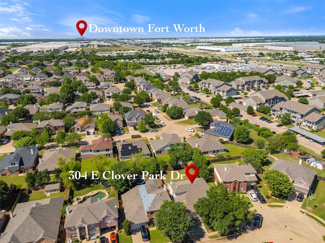 304 E Clover Park Dr, Fort Worth, TX 76140 - birds eye view of property featuring a residential view