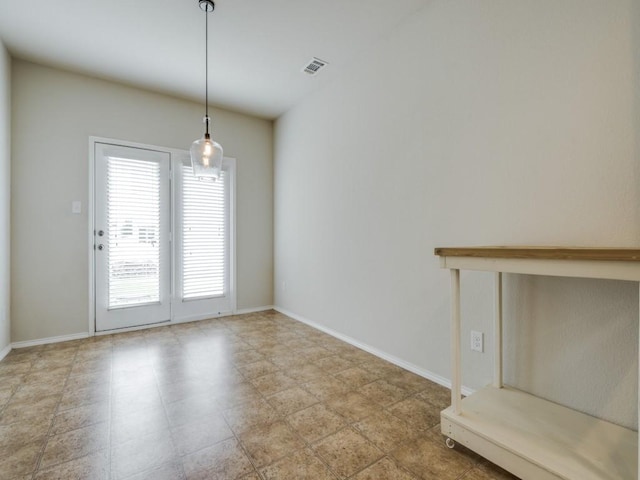 1909 Myers Ct, Providence Village, TX 76227 - unfurnished dining area featuring visible vents and baseboards