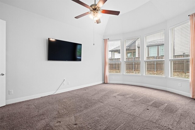 2507 Lavaca Dr, Euless, TX 76039 - carpeted empty room with baseboards, ceiling fan, and lofted ceiling