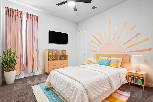 2507 Lavaca Dr, Euless, TX 76039 - bedroom featuring carpet floors, ceiling fan, and baseboards