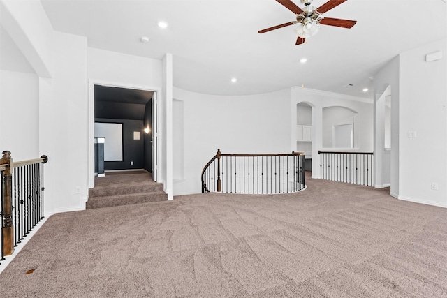 2507 Lavaca Dr, Euless, TX 76039 - unfurnished room with carpet flooring, ceiling fan, recessed lighting, and baseboards
