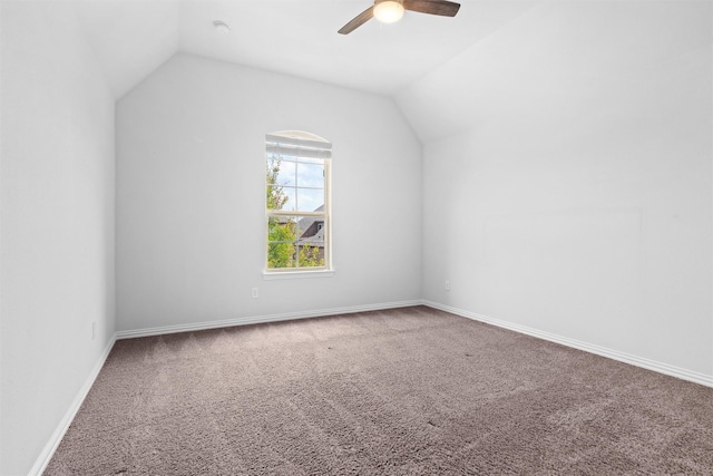 2507 Lavaca Dr, Euless, TX 76039 - additional living space with carpet flooring, a ceiling fan, vaulted ceiling, and baseboards