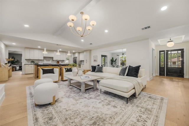 4508 Thunder Rd, Dallas, TX 75244 - living area with light wood-type flooring, recessed lighting, and a chandelier