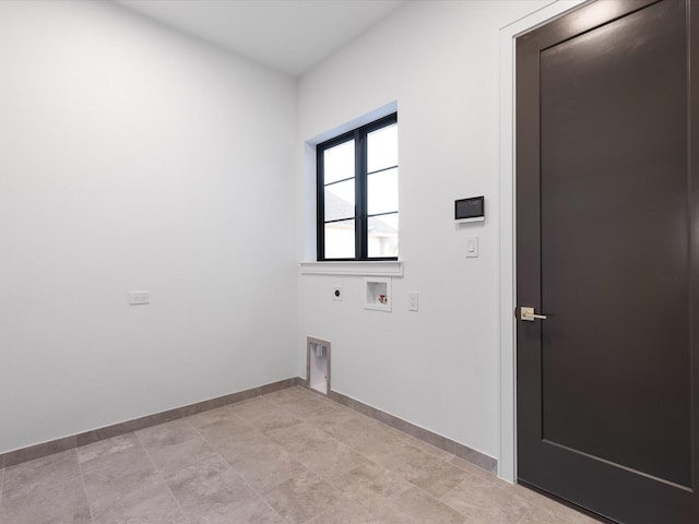 laundry room featuring laundry area, washer hookup, baseboards, and hookup for an electric dryer