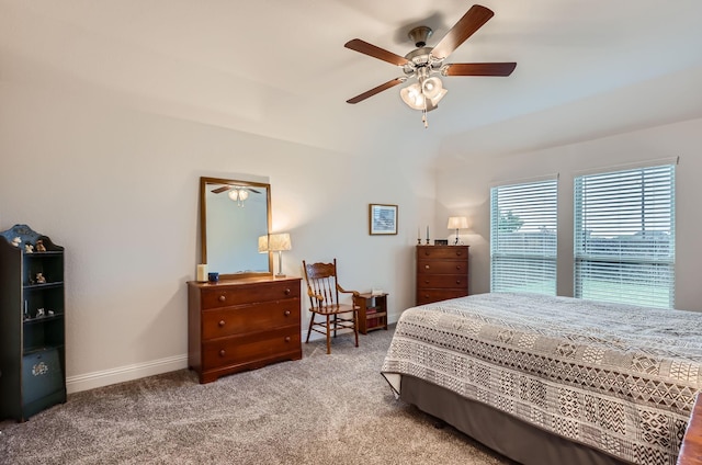 2828 Ainsworth Rd, Aubrey, TX 76227 - bedroom featuring vaulted ceiling, carpet, baseboards, and a ceiling fan