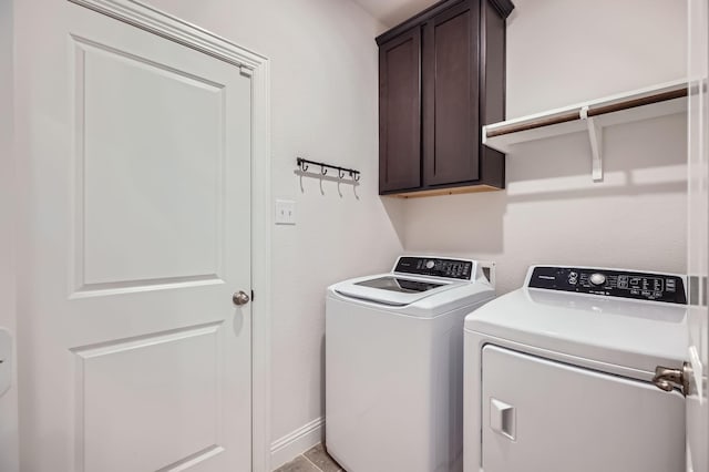 2828 Ainsworth Rd, Aubrey, TX 76227 - laundry area with independent washer and dryer, cabinet space, and baseboards