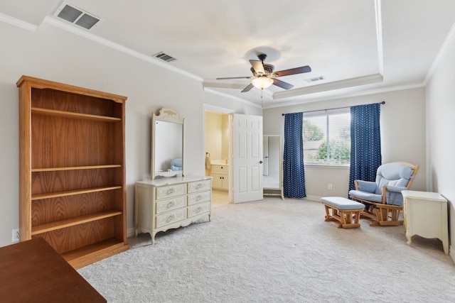 308 Dunlin Ln, Coppell, TX 75019 - sitting room featuring visible vents, a ceiling fan, and ornamental molding