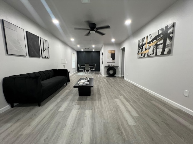 2721 San Marcus Ave, Dallas, TX 75228 - living area with baseboards, ceiling fan, light wood finished floors, and recessed lighting