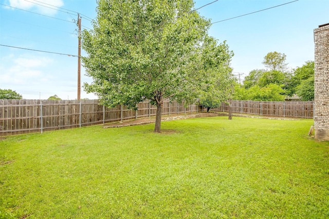 view of yard featuring a fenced backyard