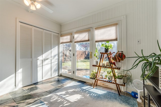 unfurnished sunroom with french doors and plenty of natural light