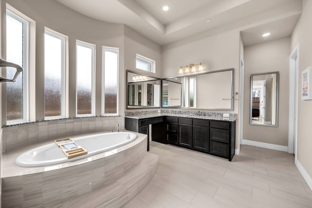 13393 Determine Dr, Frisco, TX 75035 - full bathroom with vanity, a garden tub, and recessed lighting