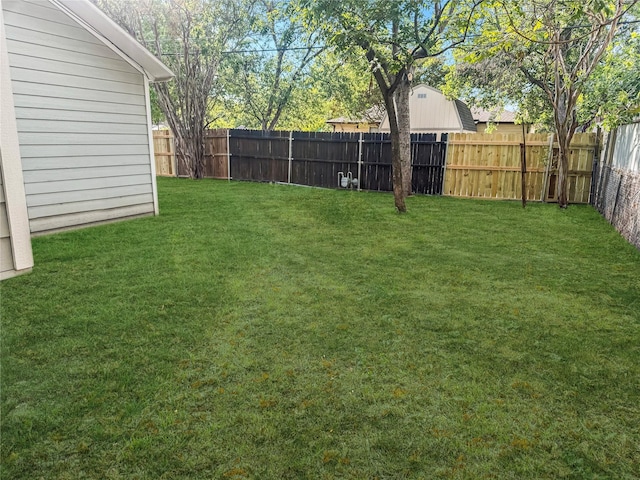 view of yard with a fenced backyard