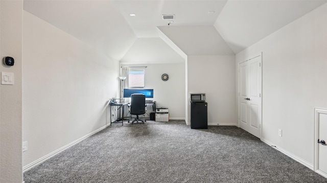 1106 Alaska Dr, Forney, TX 75126 - carpeted office featuring vaulted ceiling and baseboards