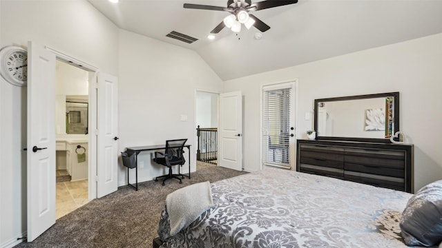 1106 Alaska Dr, Forney, TX 75126 - bedroom featuring carpet floors, access to exterior, recessed lighting, ensuite bathroom, and a ceiling fan