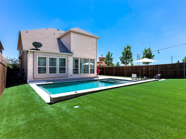 5932 Folsum Pl, Mckinney, TX 75070 - exterior space with a fenced backyard, a fenced in pool, and a lawn