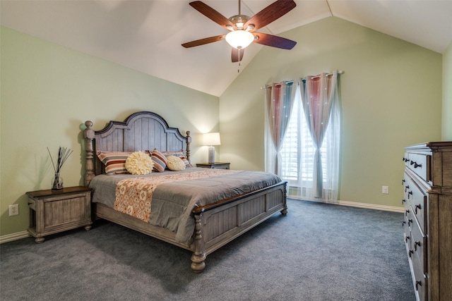 1305 Burgundy Ct, Southlake, TX 76092 - carpeted bedroom featuring lofted ceiling, baseboards, and ceiling fan