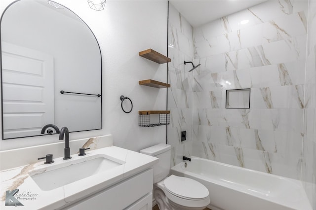 full bathroom featuring toilet, vanity, and shower / bathing tub combination