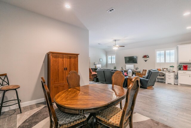 1725 Bellatrix Dr, Haslet, TX 76052 - dining space featuring recessed lighting, light wood finished floors, and ceiling fan