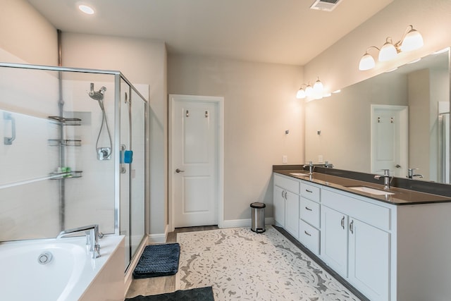 1725 Bellatrix Dr, Haslet, TX 76052 - bathroom featuring a garden tub, a shower stall, and a sink