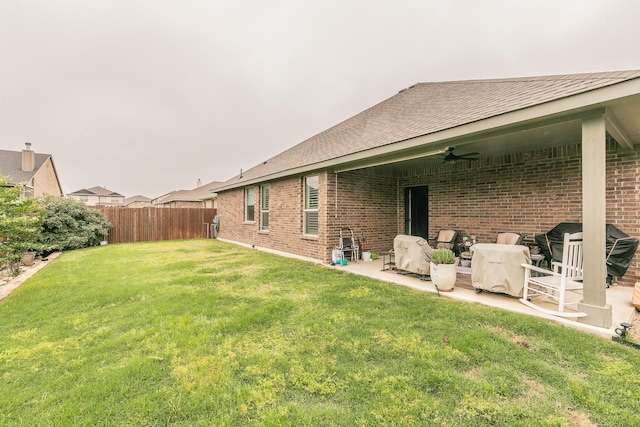 1725 Bellatrix Dr, Haslet, TX 76052 - rear view of property with a ceiling fan, brick siding, and a patio