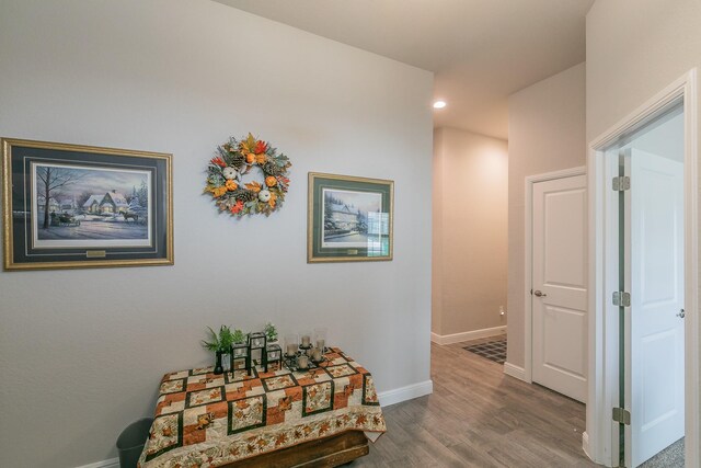 1725 Bellatrix Dr, Haslet, TX 76052 - hall with baseboards, recessed lighting, and wood finished floors
