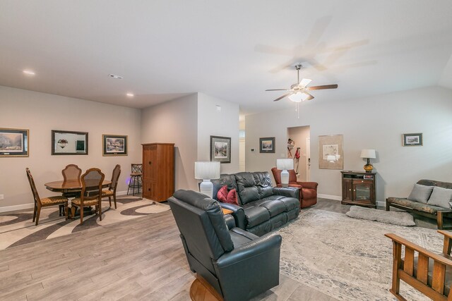 1725 Bellatrix Dr, Haslet, TX 76052 - living area featuring light wood finished floors, baseboards, ceiling fan, and recessed lighting