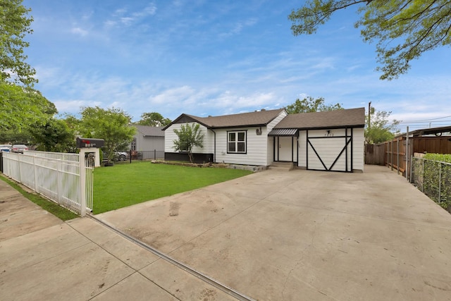 7810 Maxwell Ave, Dallas, TX 75217 - ranch-style home with concrete driveway, a front lawn, fence private yard, and an attached garage