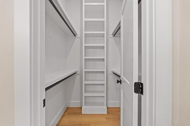 walk in closet with light wood-type flooring