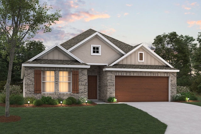 3716 Yarrow Dr, Argyle, TX 76226 - craftsman-style house with driveway, a front yard, board and batten siding, and an attached garage