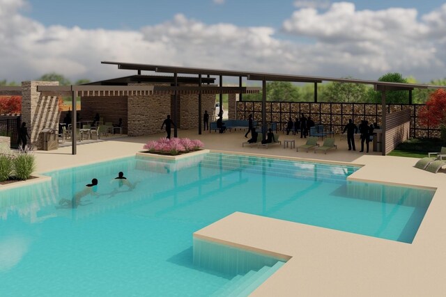 3716 Yarrow Dr, Argyle, TX 76226 - view of swimming pool with a patio, a diving board, a pergola, outdoor dry bar, and a fenced in pool