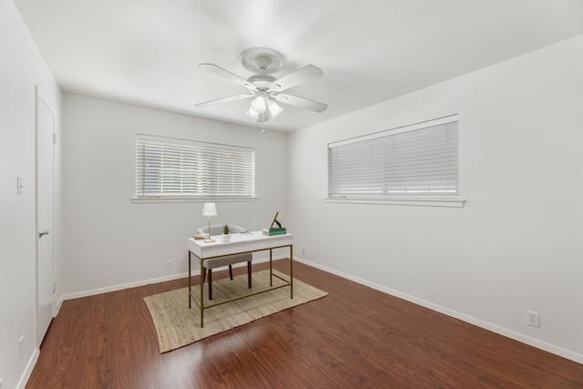 7908 Royal Ln Unit 122B, Dallas, TX 75230 - office space with ceiling fan, baseboards, and wood finished floors