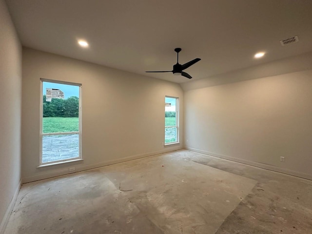 1099 Silver Sage Trl, Weatherford, TX 76085 - empty room with concrete floors, recessed lighting, and a ceiling fan