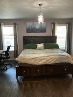 1804 Chicory Ln, Arlington, TX 76010 - bedroom featuring dark wood-type flooring and multiple windows